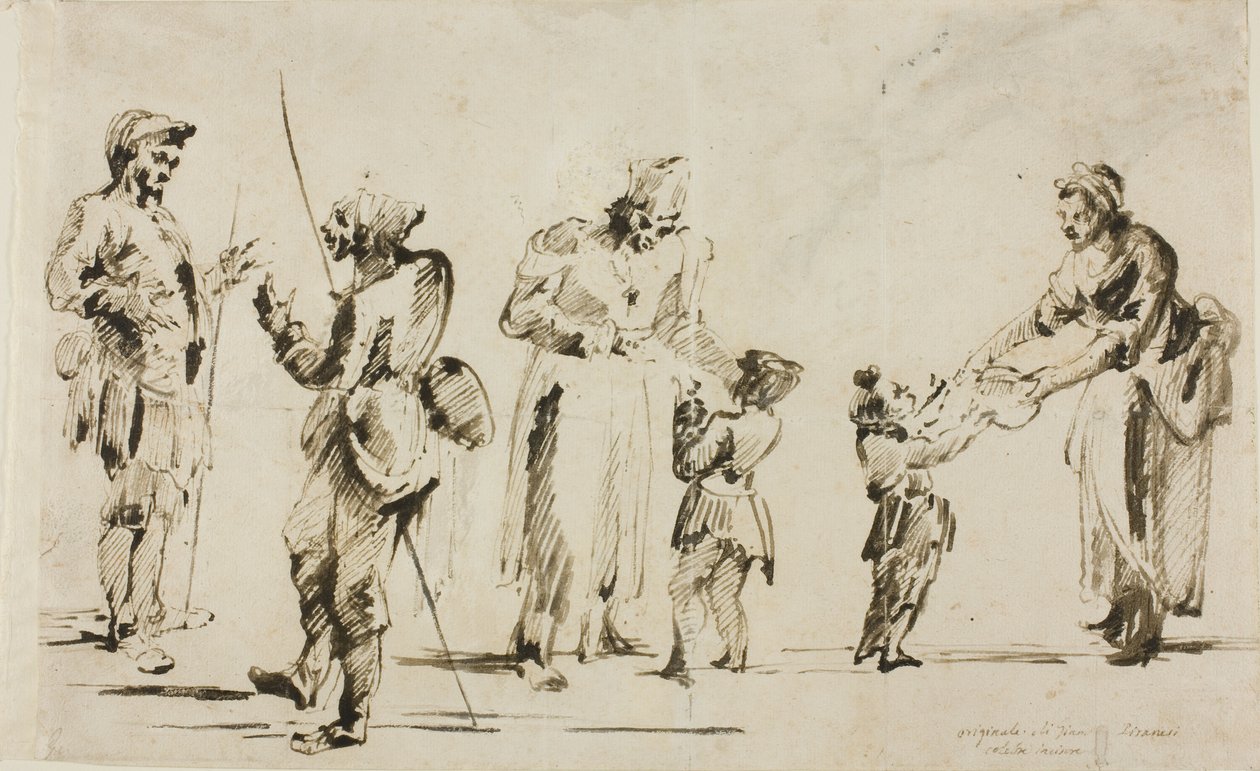 Feuille de croquis : Six figures - Giovanni Battista Piranesi
