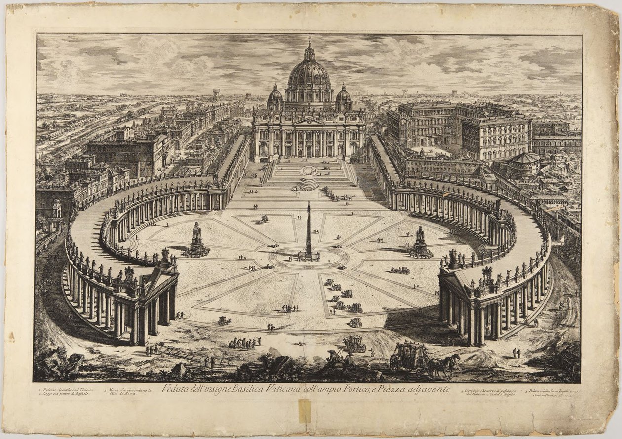 Saint-Pierre avec parvis et colonnades : vue à vol d