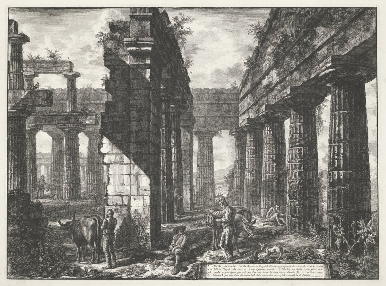Temple de Neptune à Paestum (série de différentes vues de quelques restes de trois grands édifices qui subsistent encore dans l