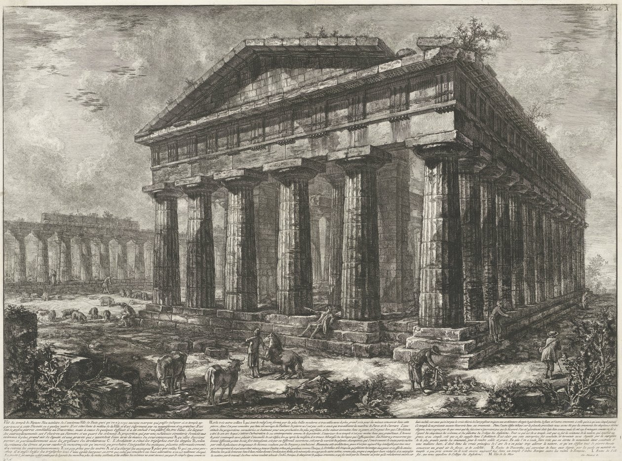 Temple de Neptune à Paestum (série de différentes vues de quelques restes de trois grands édifices qui subsistent encore dans l