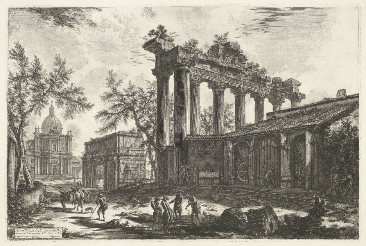 Temple de Saturne à Rome (Vedute di Roma disegnate ed incise da Giambattista Piranesi architetto Veneziano) - Giovanni Battista Piranesi