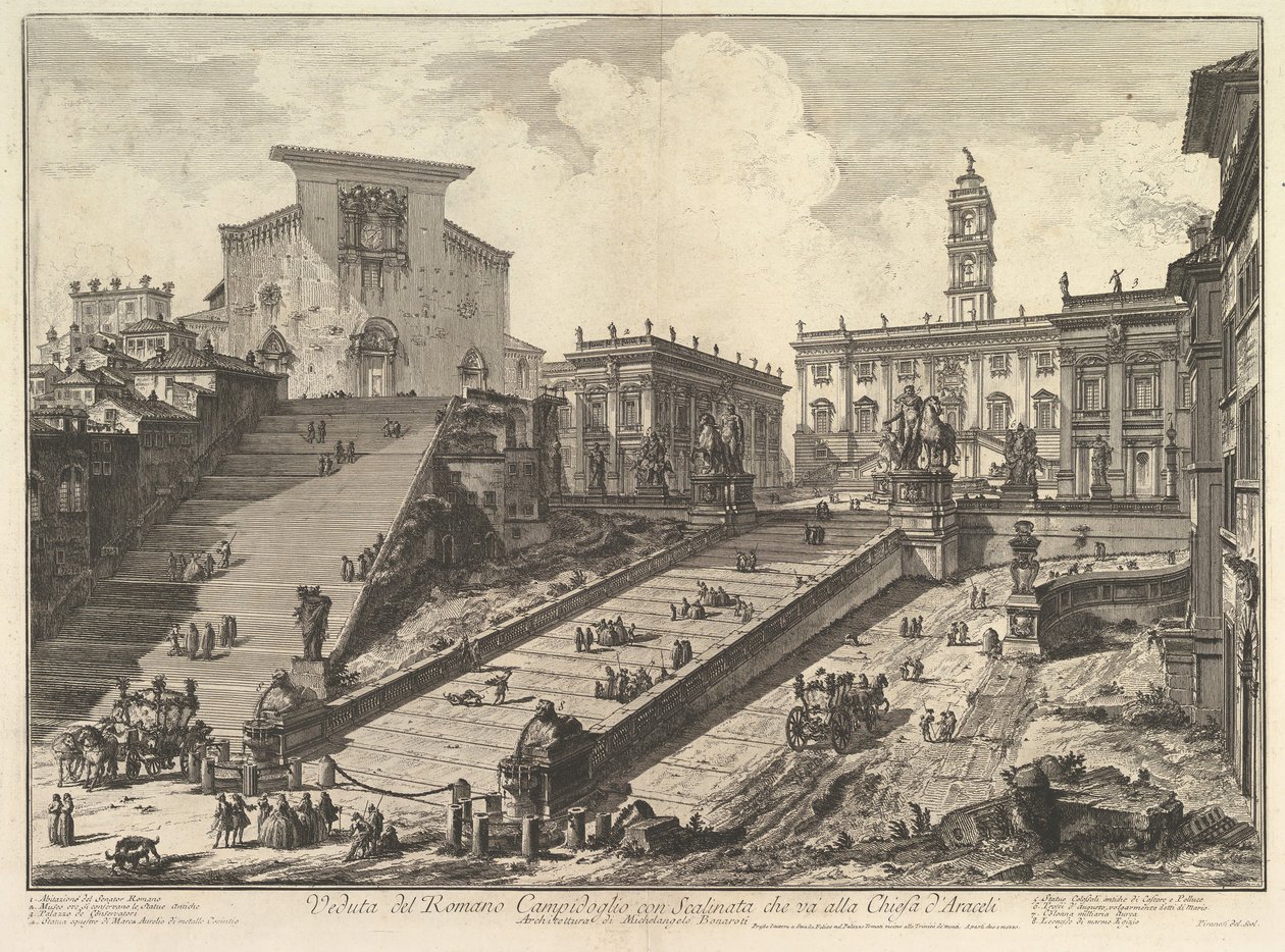 Le Capitole et les marches de S. Maria in Aracoeli Veduta del Romano Campidoglio con ..., vers 1775 - Giovanni Battista Piranesi