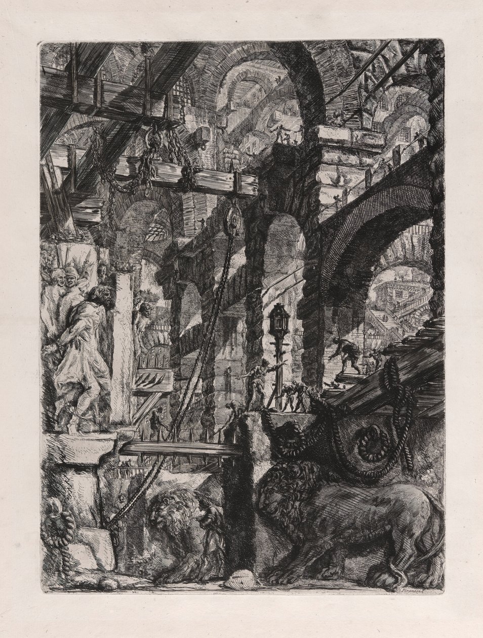 Les Bas-reliefs du Lion, planche 5 de Carceri d - Giovanni Battista Piranesi