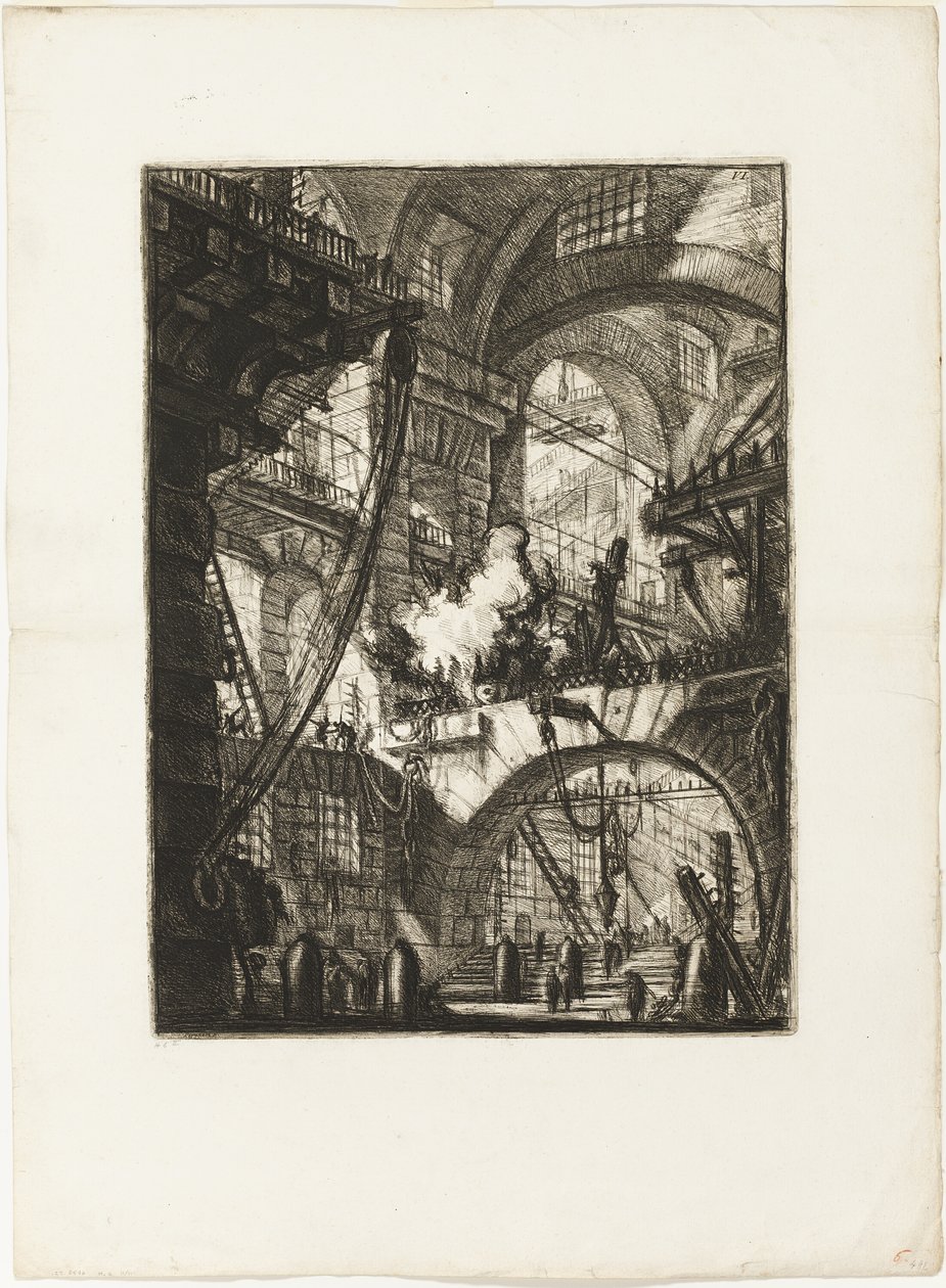 Le feu fumant, planche 6 des Prisons imaginaires - Giovanni Battista Piranesi