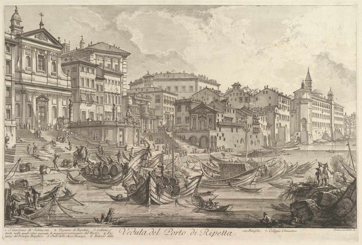 Le petit port, appelé le Porto di Ripetta Veduta del Porto di Ripetta, vers 1753 - Giovanni Battista Piranesi