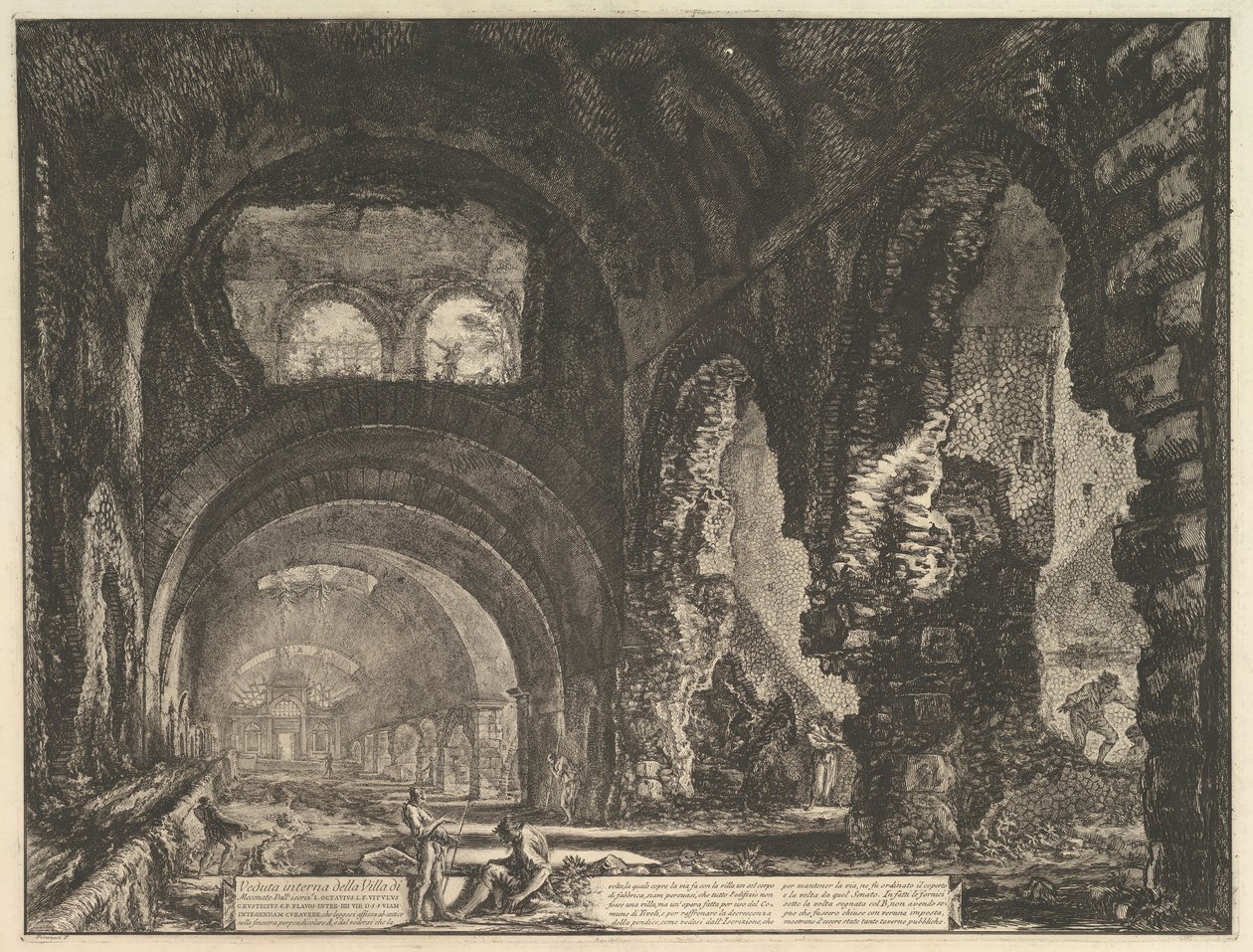 La soi-disant Villa de Mécène à Tivoli. Intérieur avec deux figures dans l