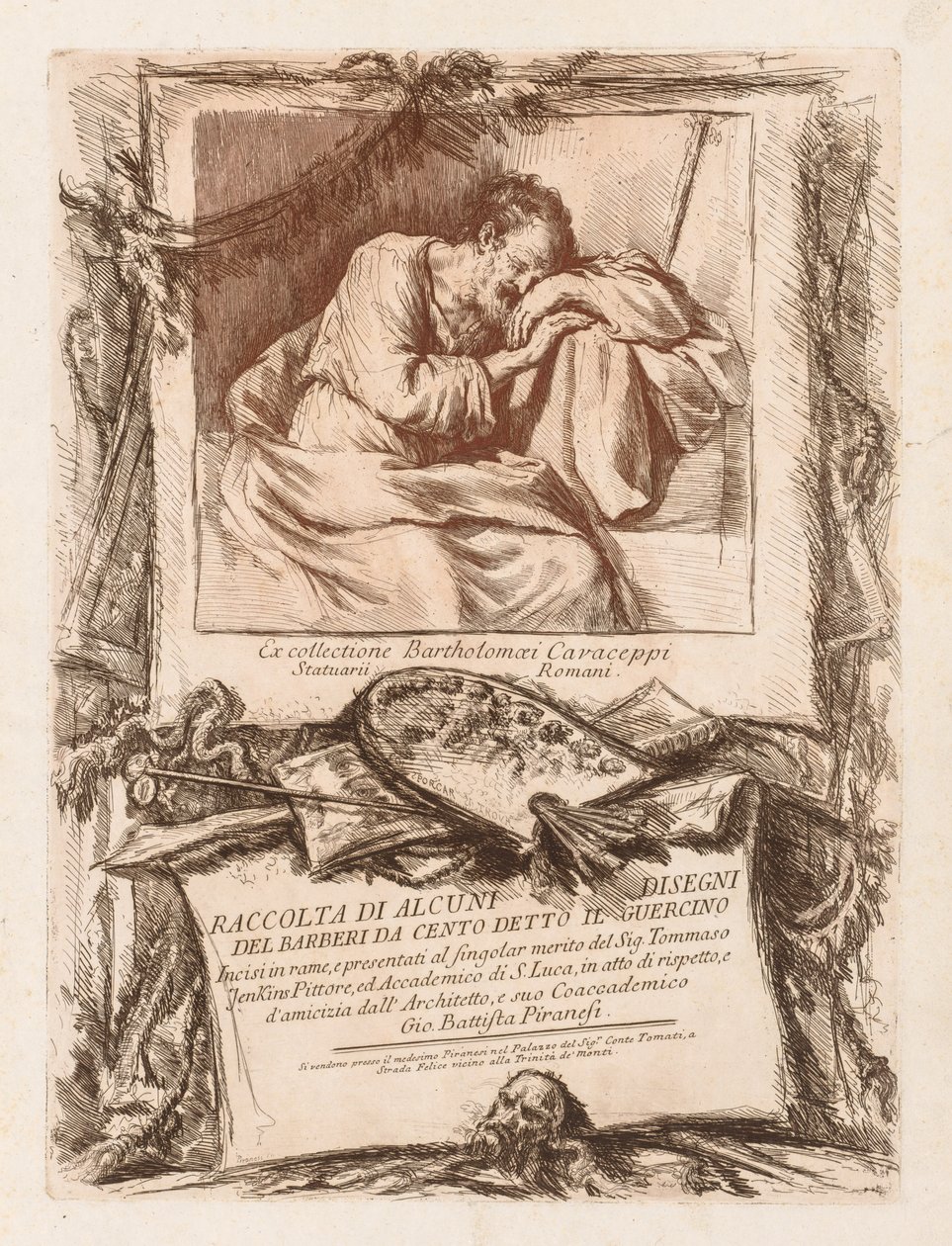 Page de titre de Raccolta di alcuni disegni del Barberi da Cento Ietto il Gerucino, 1764 - Giovanni Battista Piranesi