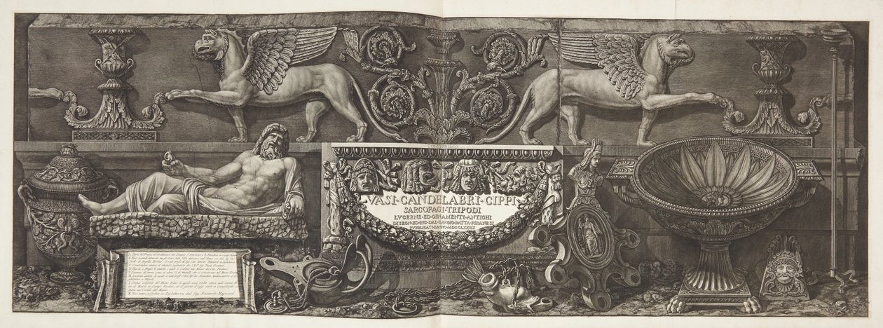 « Vasi, candelabri, cippi, sarcophagi ... », page de titre du vol. I - Giovanni Battista Piranesi