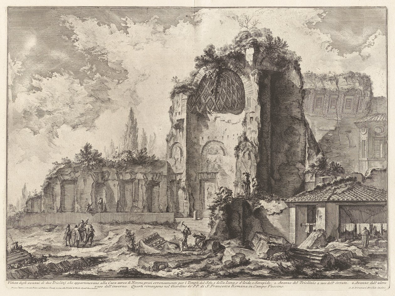 Vue des vestiges de deux Triclini appartenant à la Maison dorée de Néron - Giovanni Battista Piranesi