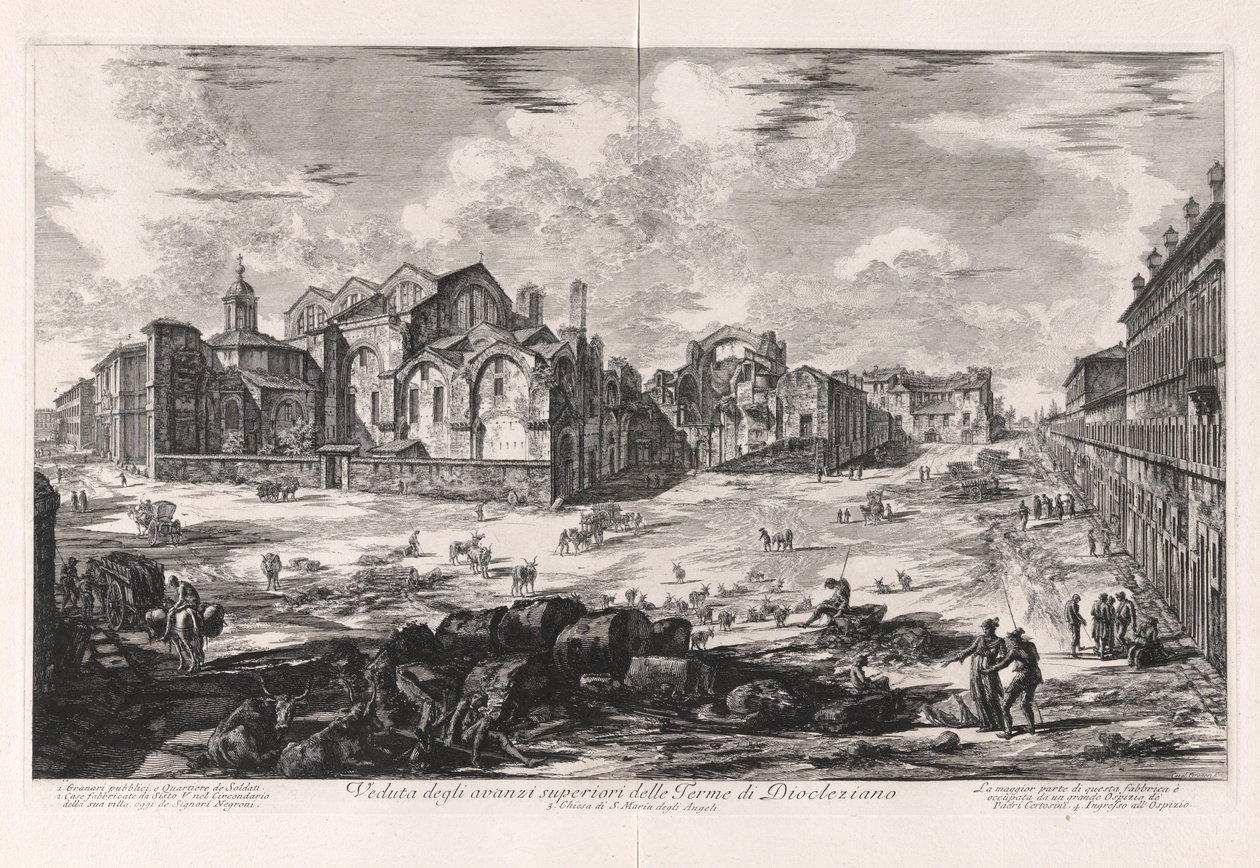 Vue des ruines supérieures des Thermes de Dioclétien, de Vedute di Roma - Giovanni Battista Piranesi
