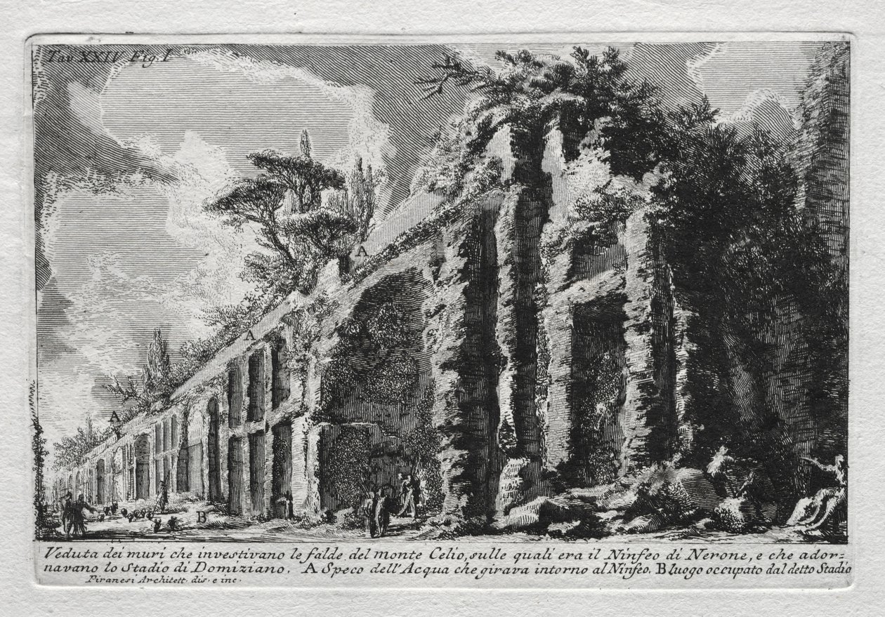 Veduta des murs qui investissaient les pentes du Mont Celius - Giovanni Battista Piranesi