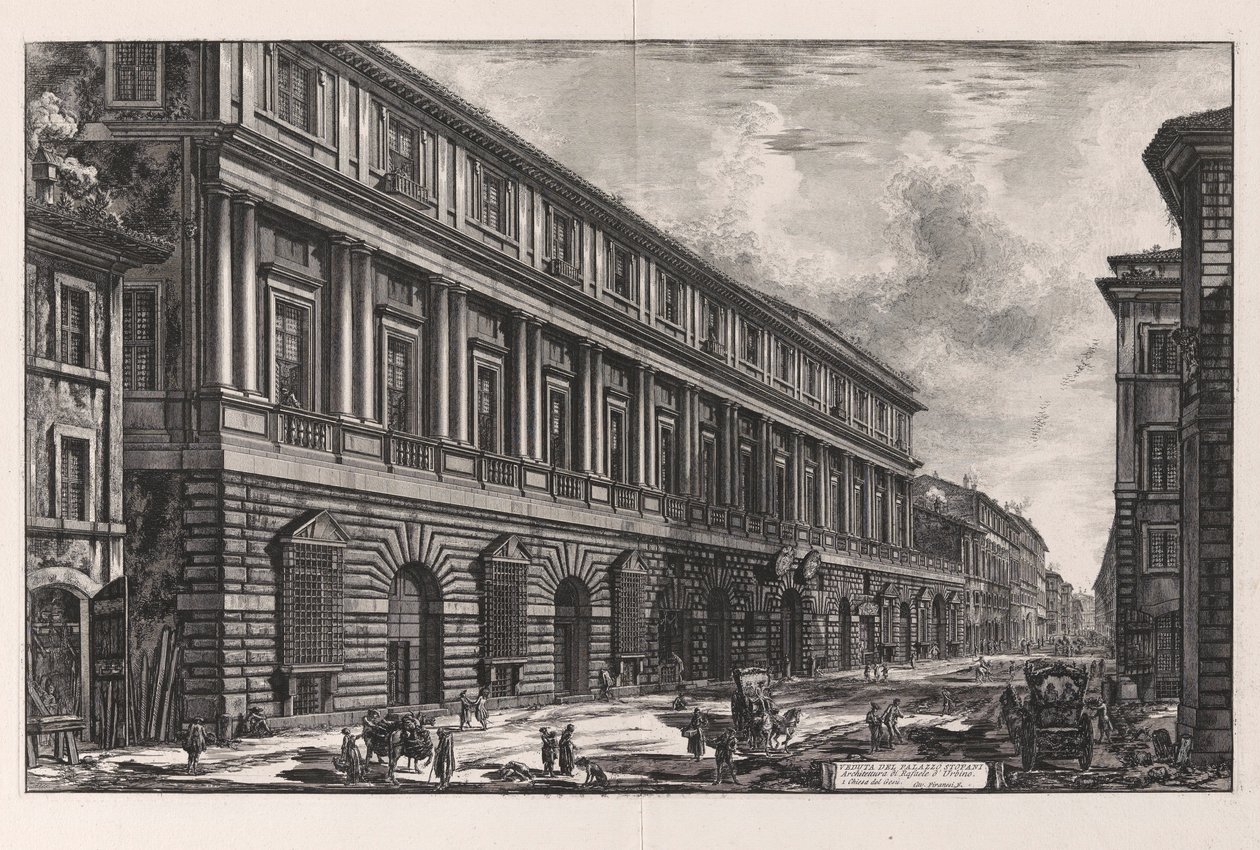 Veduta del Palazzo Stopani. Architettura di Rafaele - Giovanni Battista Piranesi