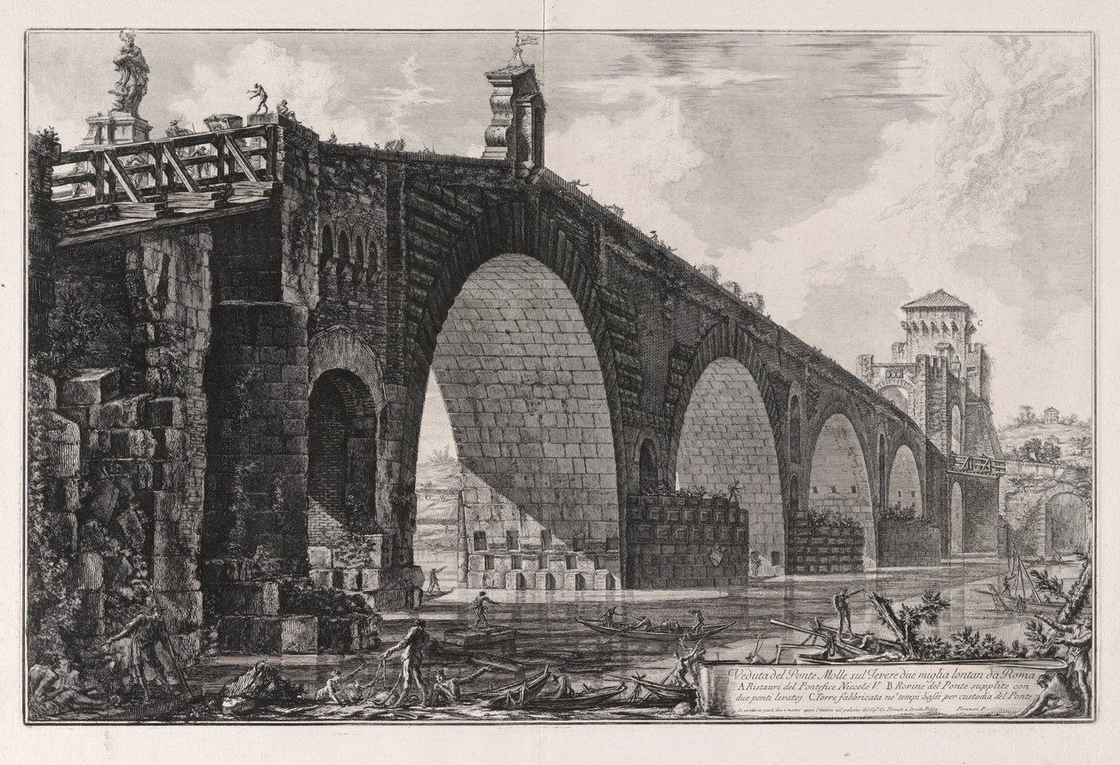 Veduta del Ponte Molle sul Tevere due miglia lontan da Roma, de Vedute di Roma - Giovanni Battista Piranesi