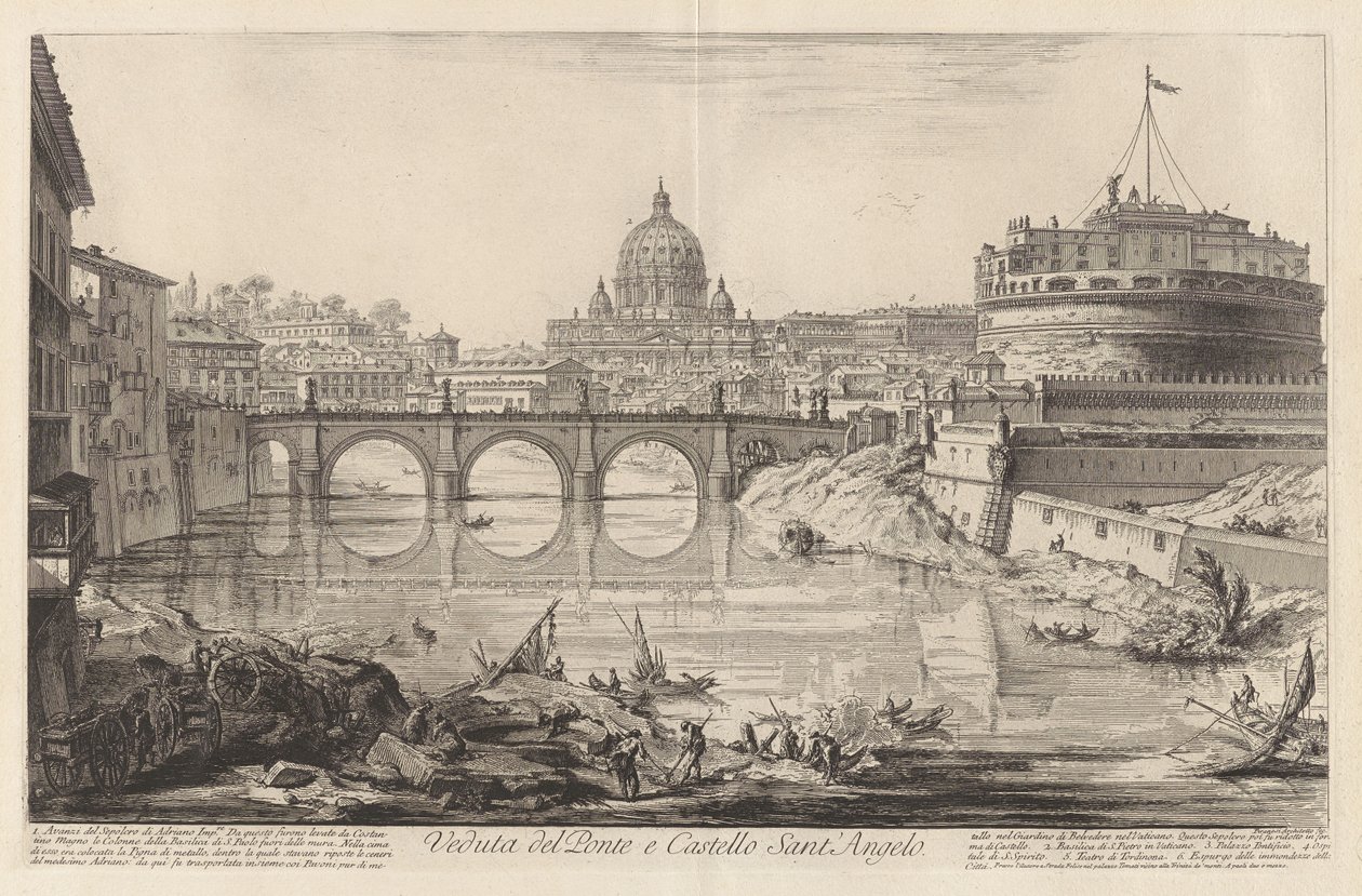 Vue du pont et du château Saint-Ange, tirée des Vues de Rome - Giovanni Battista Piranesi