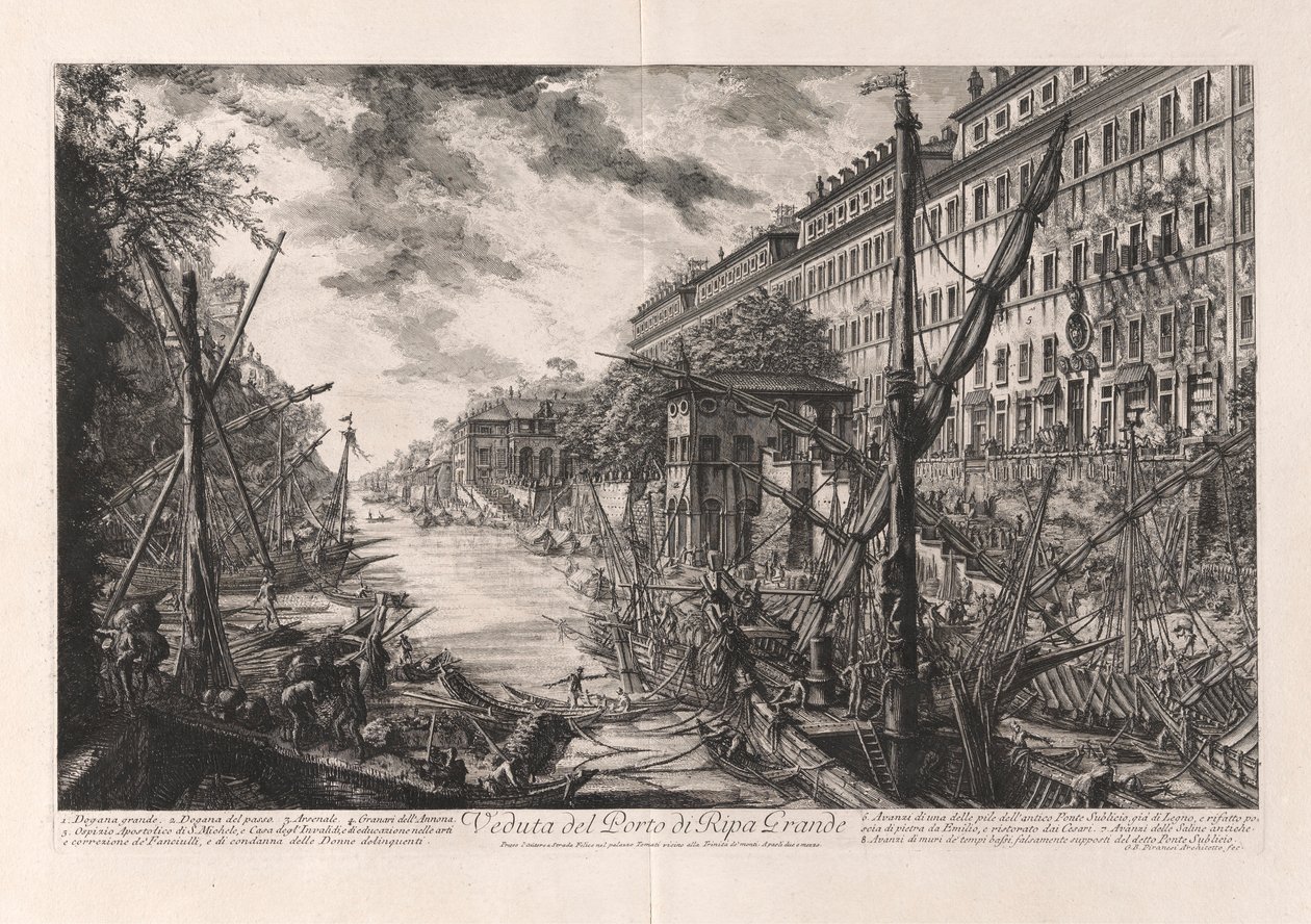 Vue du port de Ripa Grande, de Vedute di Roma - Giovanni Battista Piranesi