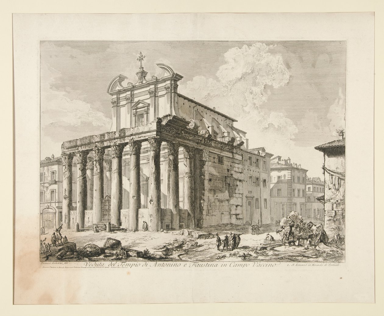 Veduta del Tempio di Antonino e Faustina in Campo Vaccino. (Vue du Temple d