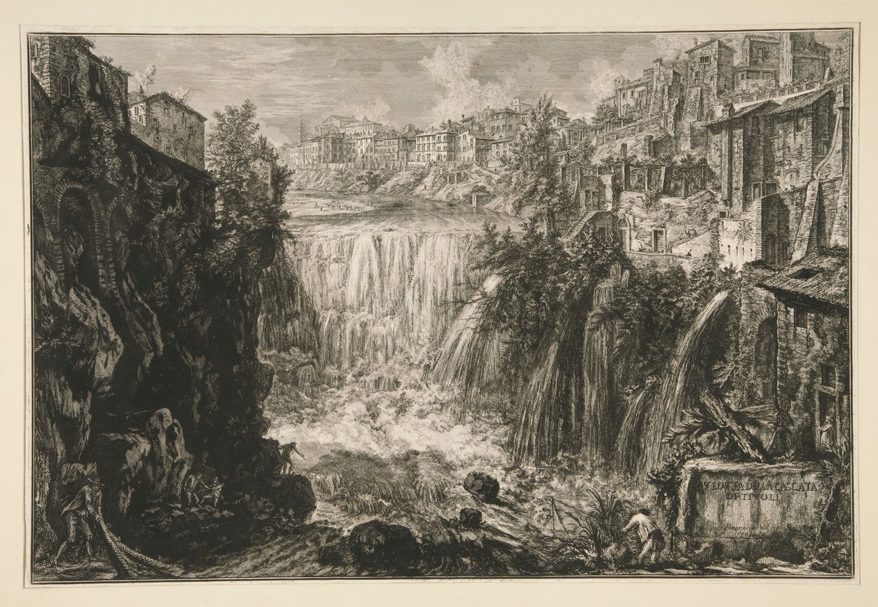 Vue de la cascade de Tivoli, tirée de Vedute di Roma - Giovanni Battista Piranesi