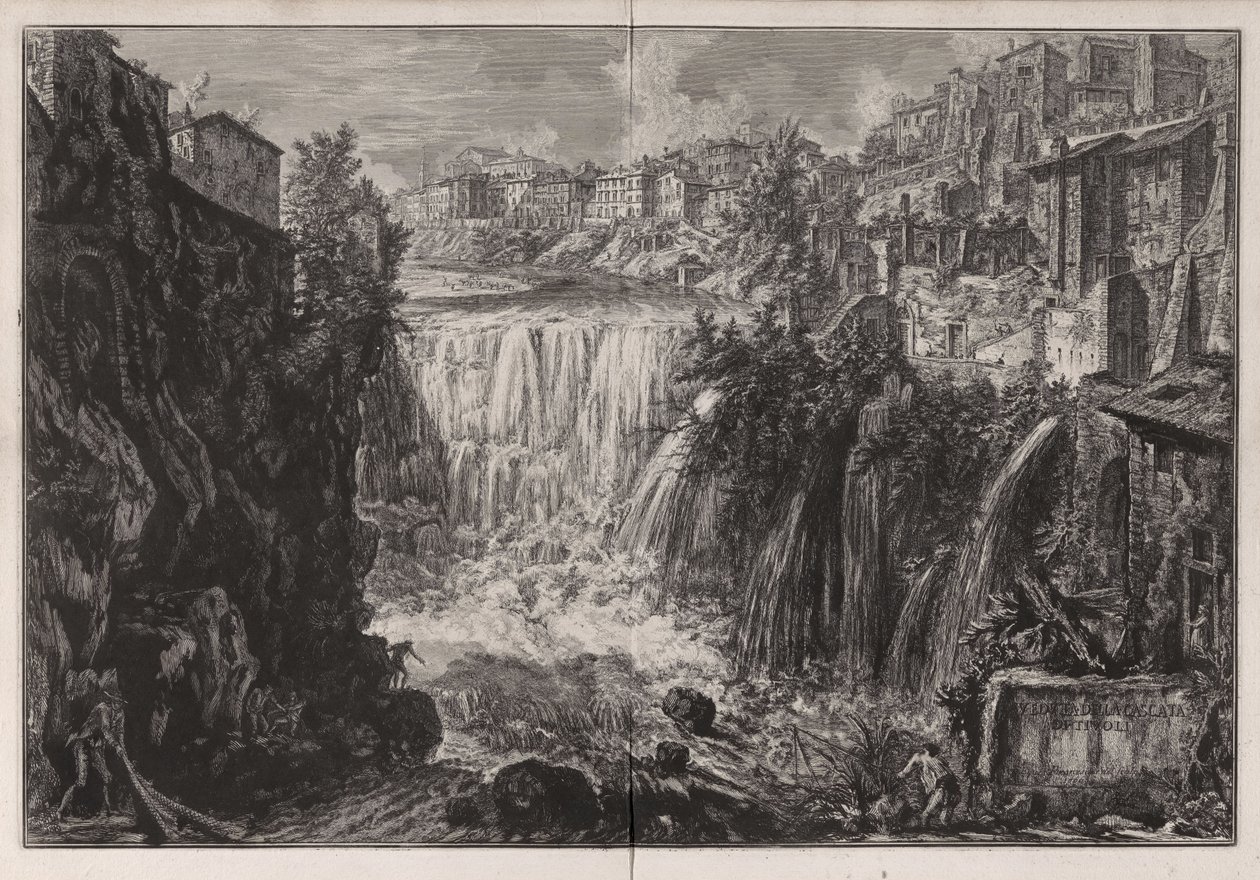 Vue de la cascade de Tivoli, tirée de Vedute di Roma - Giovanni Battista Piranesi