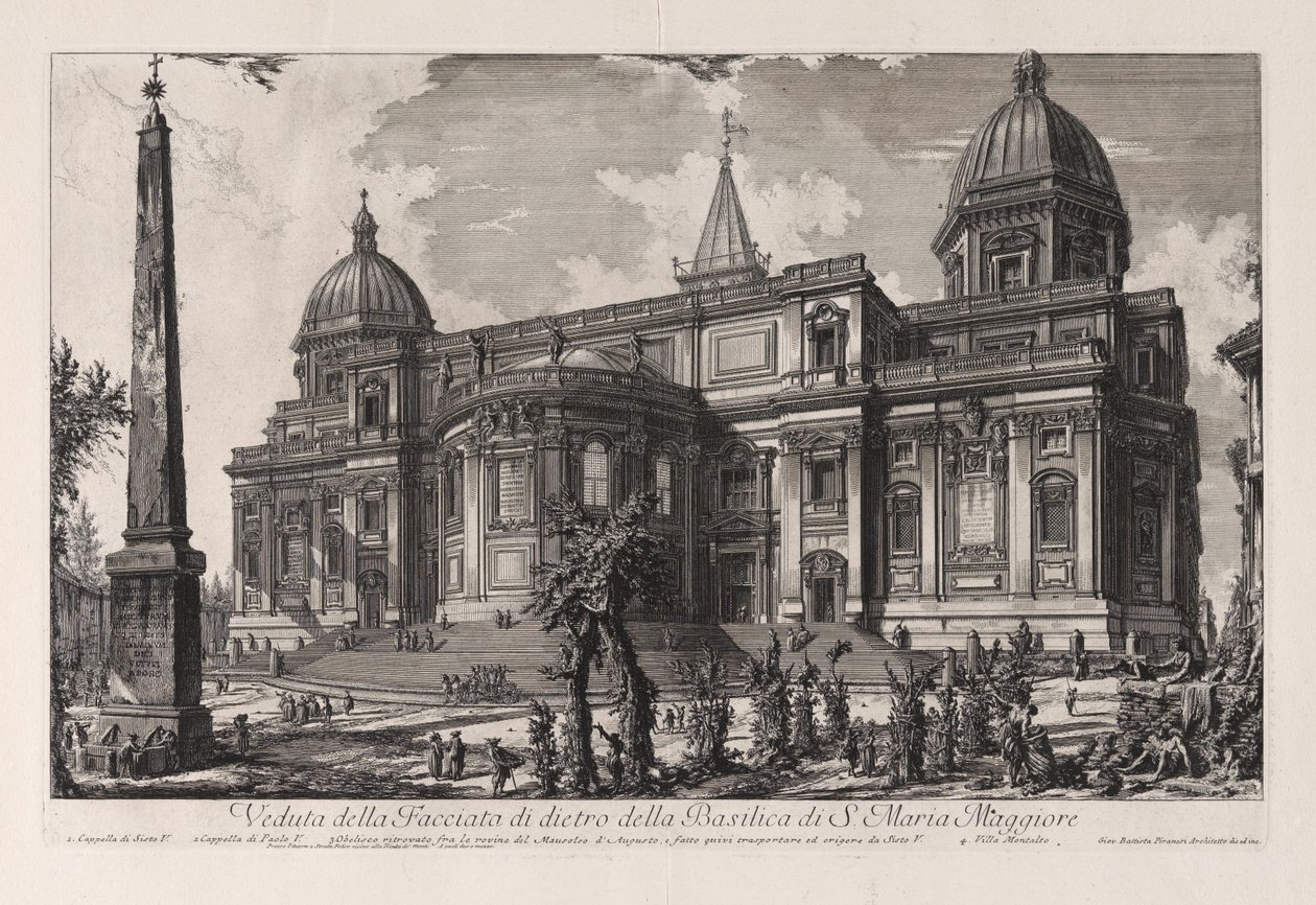 Vue de la façade arrière de la basilique Sainte-Marie-Majeure, tirée de Vedute di Roma (Vues de Rome) - Giovanni Battista Piranesi