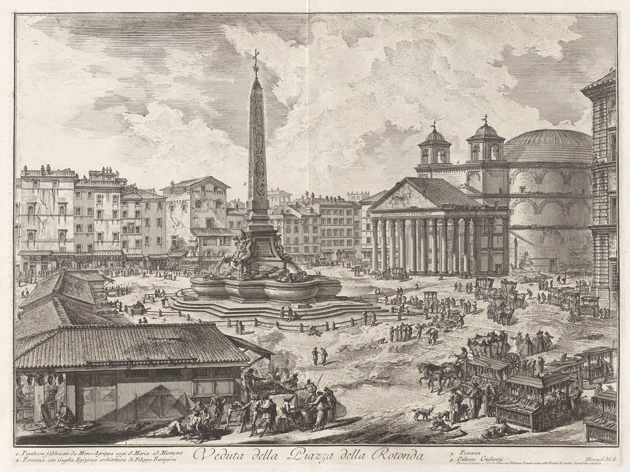 Veduta della Piazza della Rotunda (Vue de la Piazza della Rotonda [avec le Panthéon en arrière-plan]), de Vedute di Roma (Vues de Rome) - Giovanni Battista Piranesi