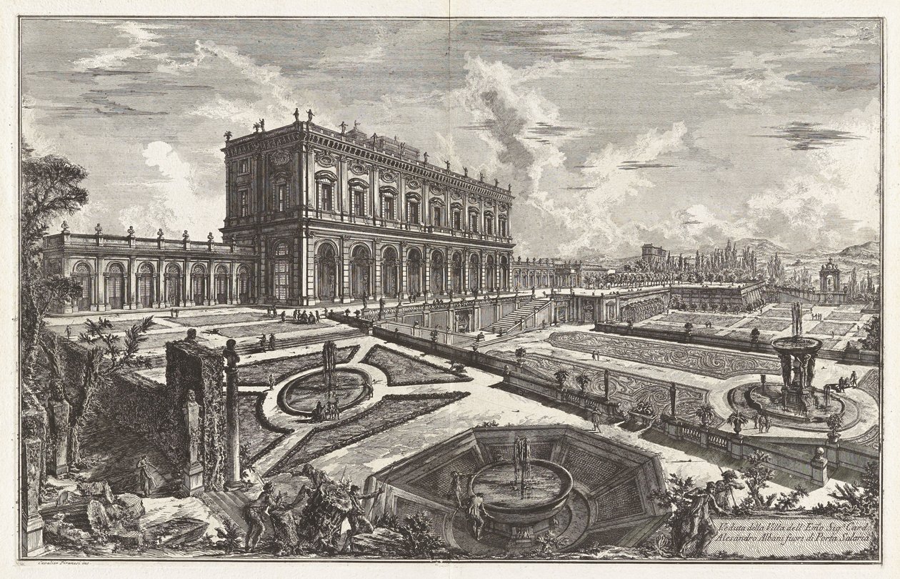 Vue de la villa de Son Éminence le cardinal Alessandro Albani, hors de la Porta Salaria, tirée de Vedute di Roma (Vues de Rome) - Giovanni Battista Piranesi