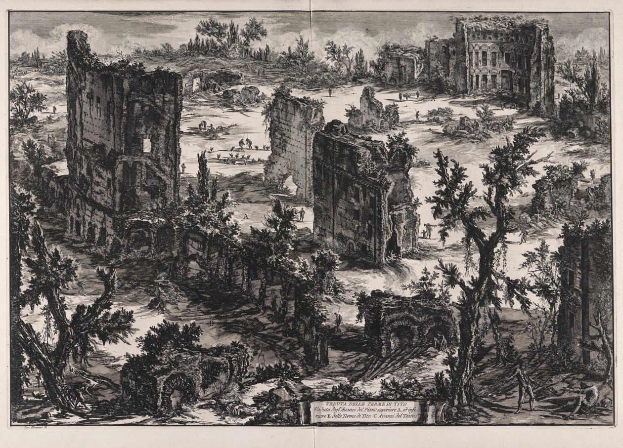 Vue des Thermes de Titus, des Vues de Rome - Giovanni Battista Piranesi