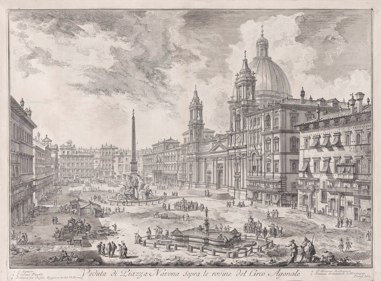 Veduta di Piazza Navona sopra le rovine del Circo Agonale, de Vedute di Roma - Giovanni Battista Piranesi