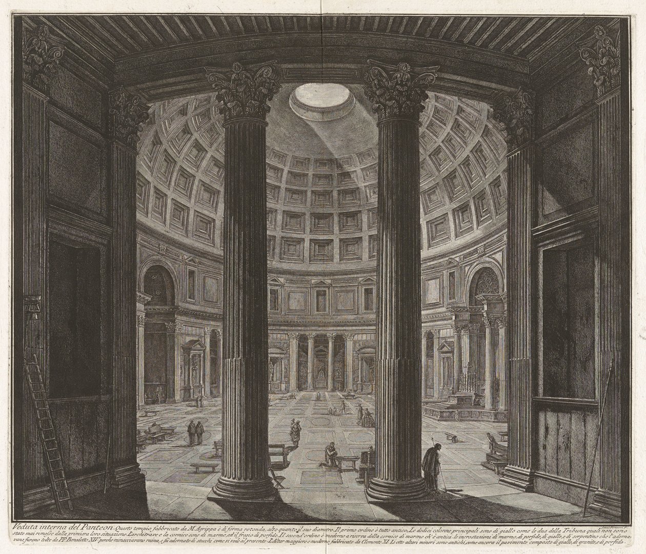 Vue intérieure du Panthéon..., tirée des «Vues de Rome» - Giovanni Battista Piranesi