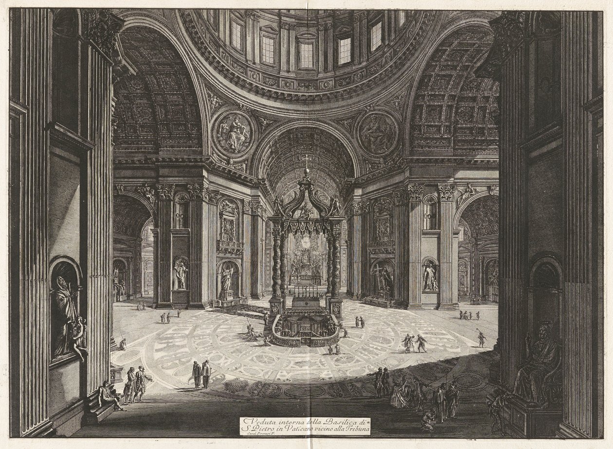 Vue intérieure de la Basilique Saint-Pierre au Vatican près de la Tribune - Giovanni Battista Piranesi