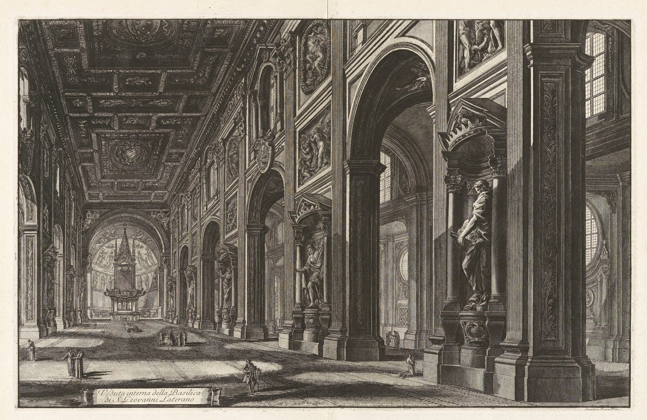 Vue intérieure de la Basilique de S. Giovanni Laterano, de Vedute di Roma - Giovanni Battista Piranesi