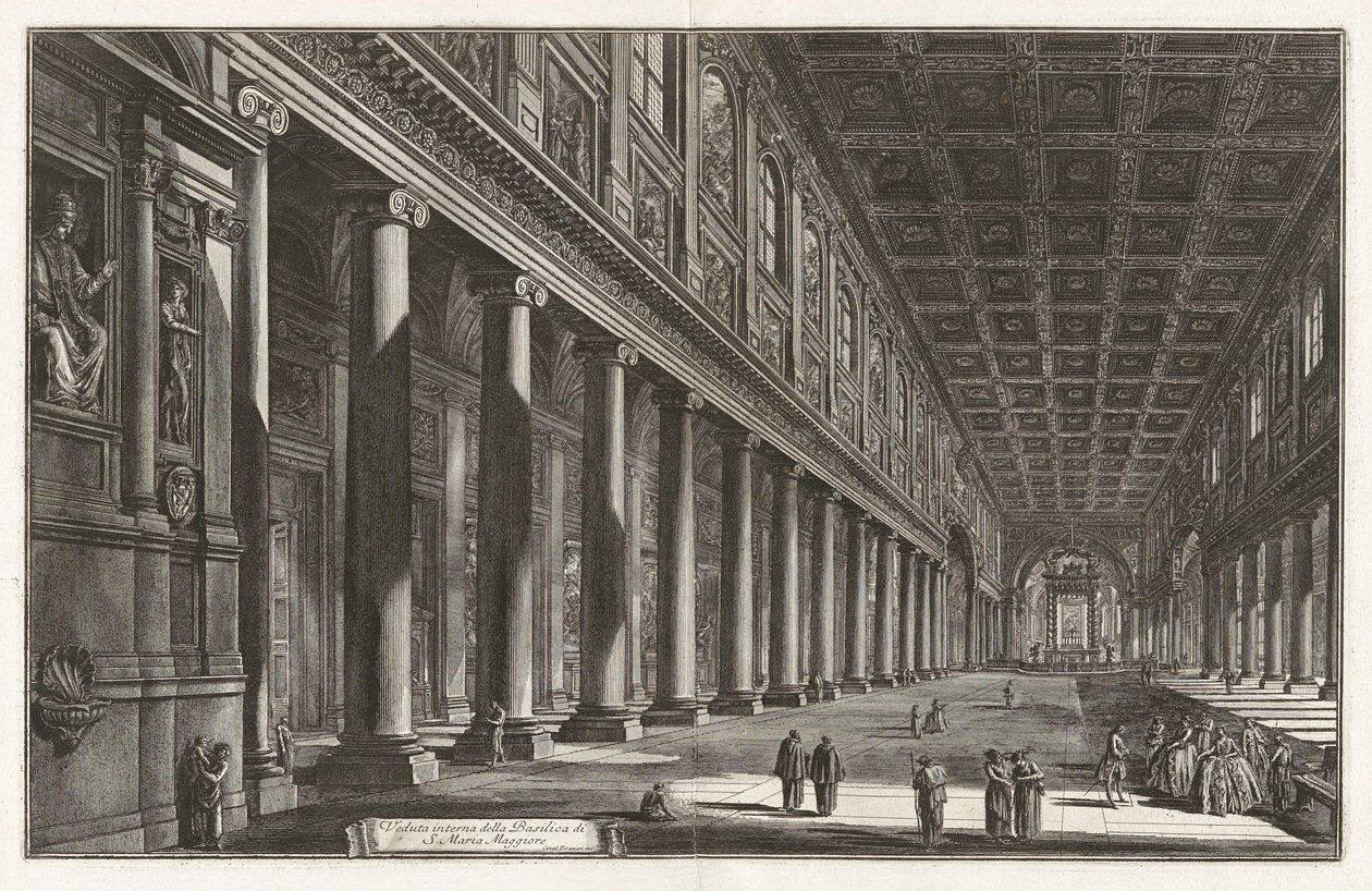 Vue intérieure de la basilique de Santa Maria Maggiore, de Vedute di Roma - Giovanni Battista Piranesi