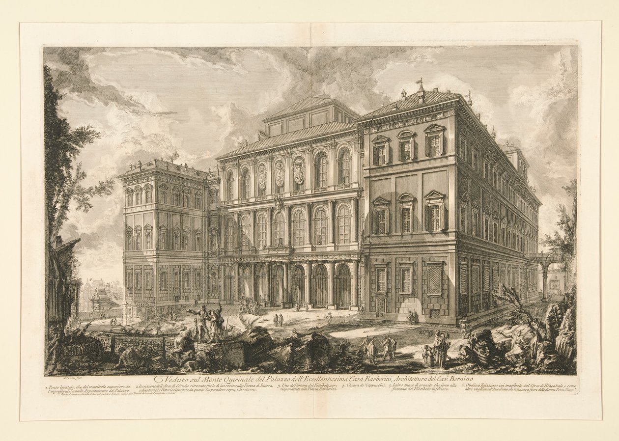 Vue sur le Mont Quirinal du Palais dell - Giovanni-Battista Piranesi