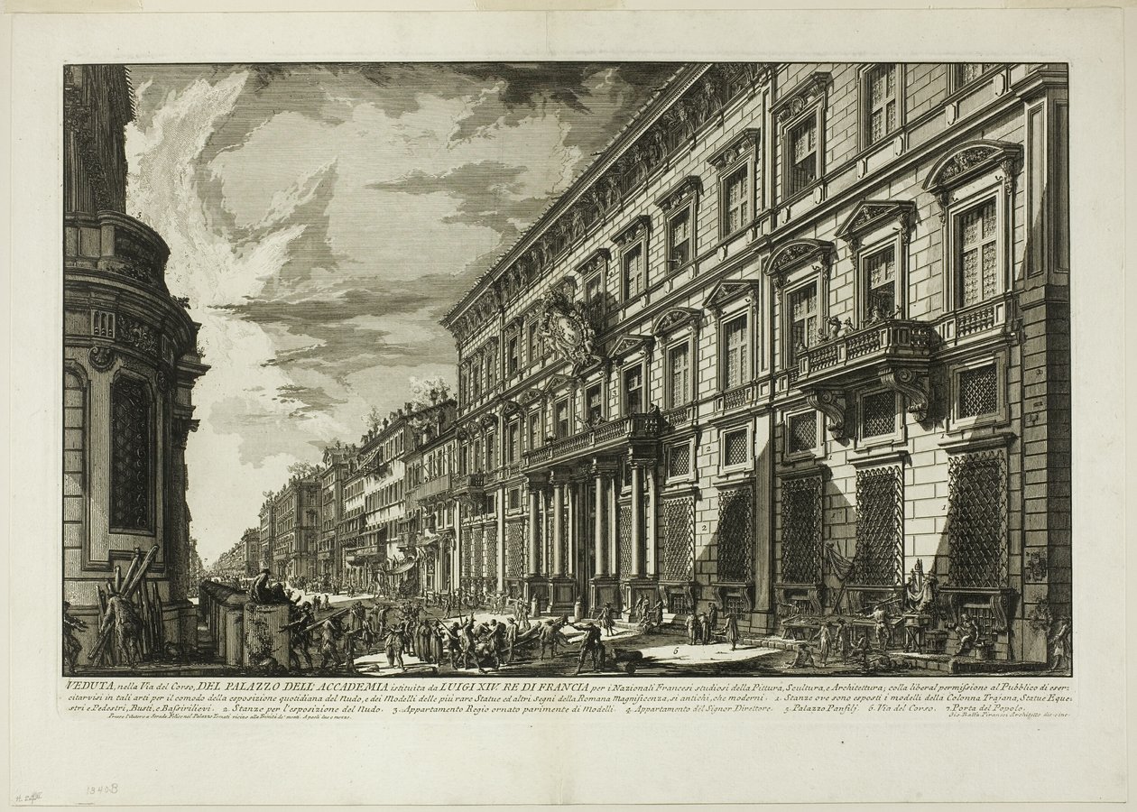 Vue le long de la Via del Corso du Palazzo dell