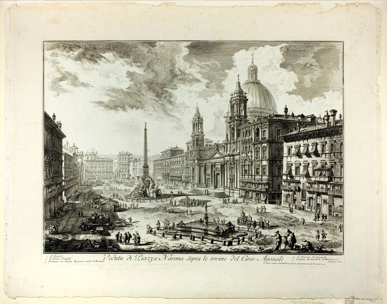 Vue de la Piazza Navona au-dessus des ruines du Cirque de Domitien, des Vues de Rome - Giovanni Battista Piranesi