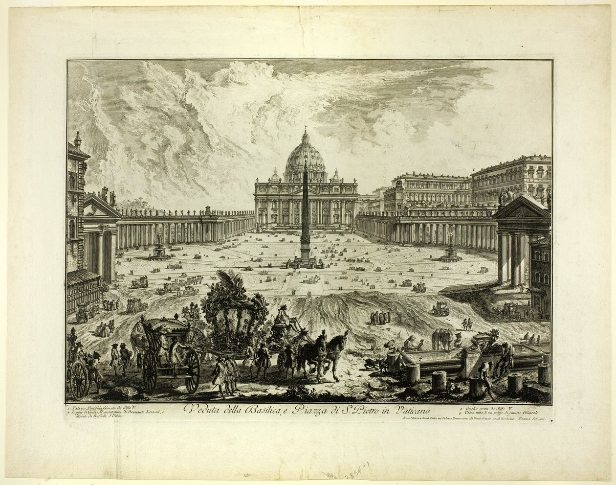 Vue de la basilique Saint-Pierre et de la Piazza au Vatican, à partir de Vues de Rome - Giovanni Battista Piranesi