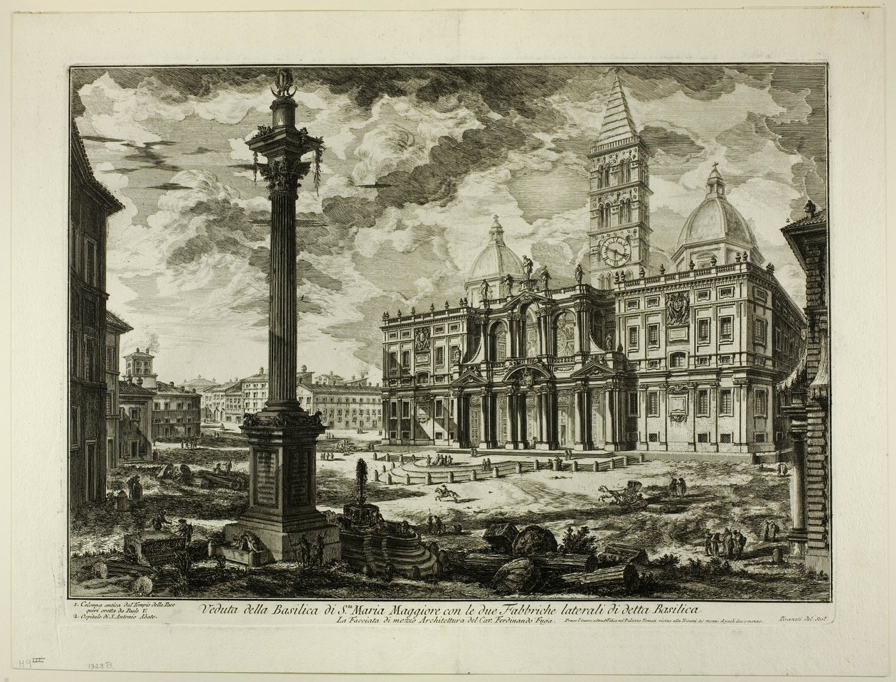 Vue de la basilique de S. Maria Maggiore avec ses deux ailes latérales, de Vues de Rome - Giovanni Battista Piranesi