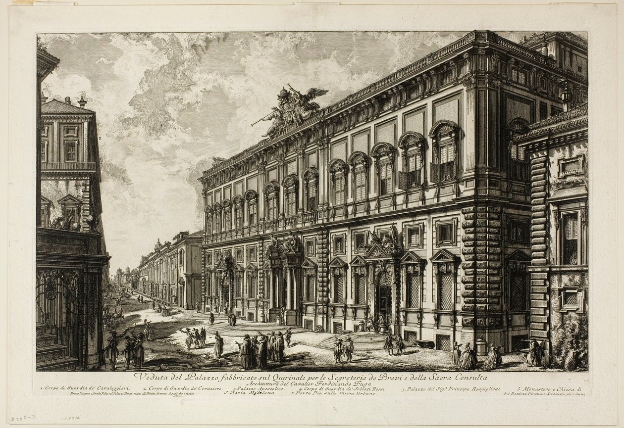 Vue du Palazzo della Consulta sur le Quirinal abritant le Secrétariat Papal, de Vues de Rome - Giovanni Battista Piranesi