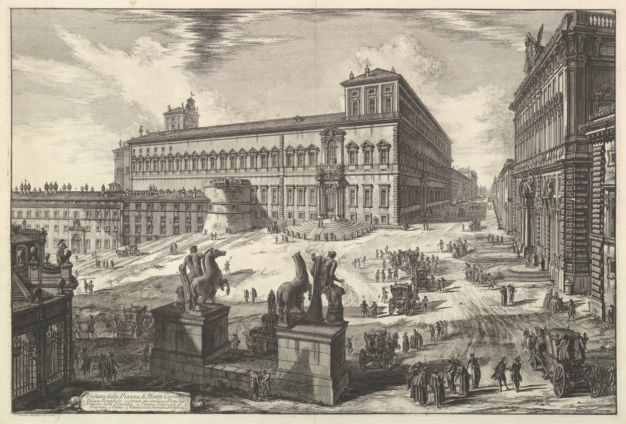 Vue de la Piazza di Monte Cavallo, des Vedute di Roma Vues romaines, vers 1773 - Giovanni Battista Piranesi