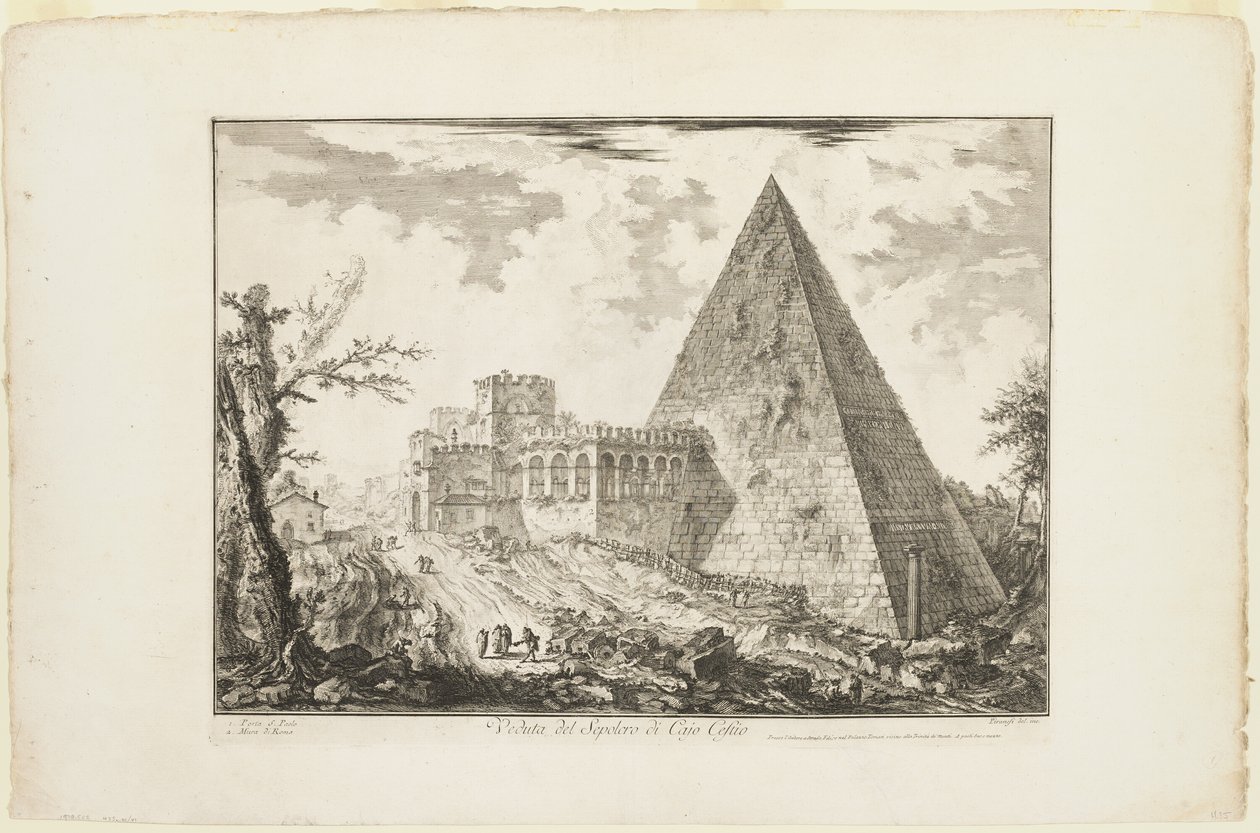 Vue du tombeau pyramidal de Cestius, de Vues de Rome - Giovanni Battista Piranesi
