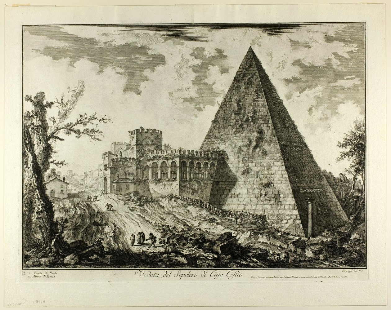 Vue du tombeau pyramidal de Cestius, de Vues de Rome - Giovanni Battista Piranesi
