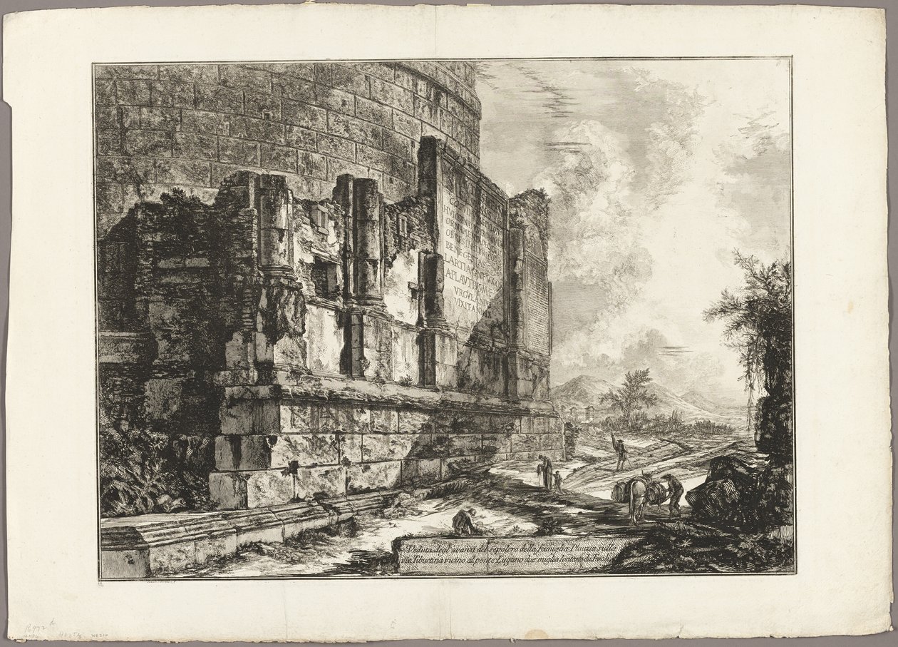 Vue des restes du tombeau des Plautii sur la Via Tiburtina, près du Ponte Lugano, à deux miles de Tivoli, des Vues de Rome - Giovanni Battista Piranesi