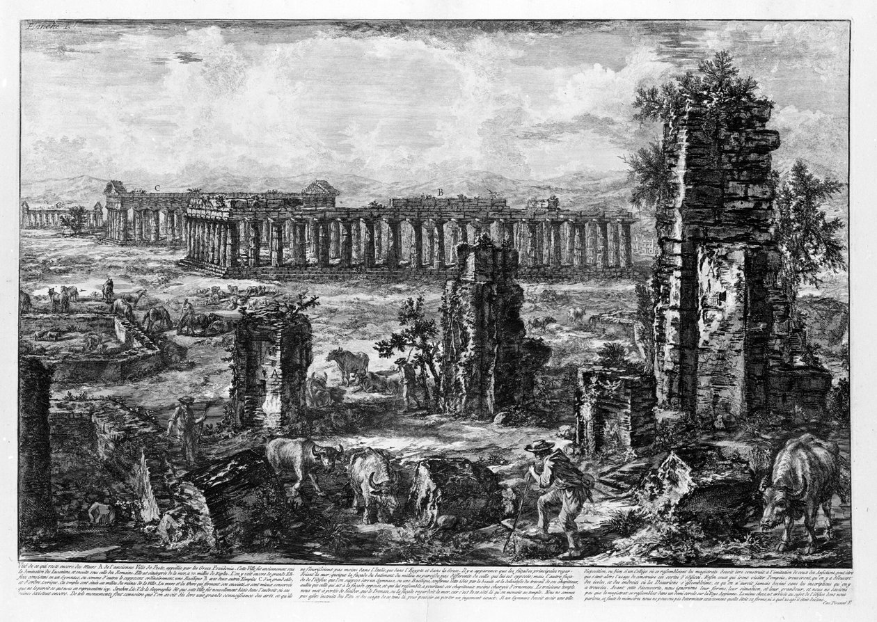 Vue des temples de Paestum - Giovanni Battista Piranesi