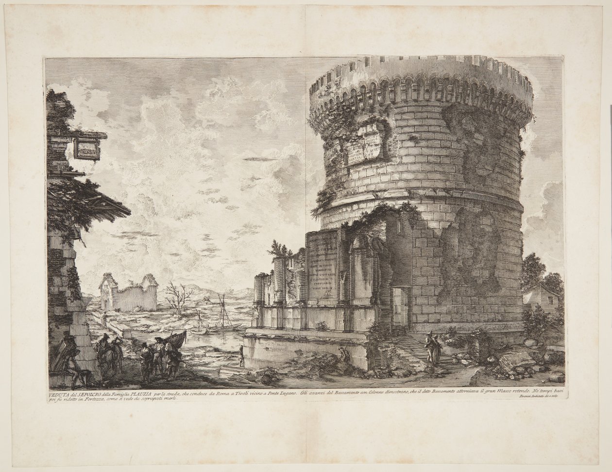 Vue du tombeau des Plautii sur la route de Rome à Tivoli près du Ponte Lugano - Giovanni Battista Piranesi