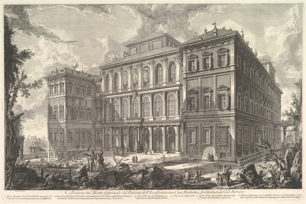 Vue du palais de la famille illustre Barberini sur la colline du Quirinal - Giovanni Battista Piranesi