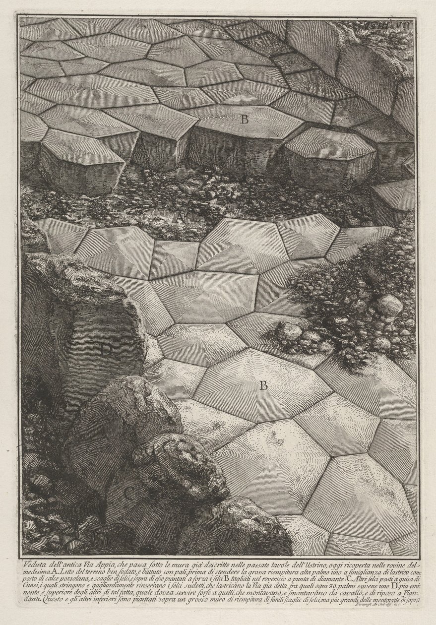 Vue du pavage de pierre de la voie Appienne (Veduta dell