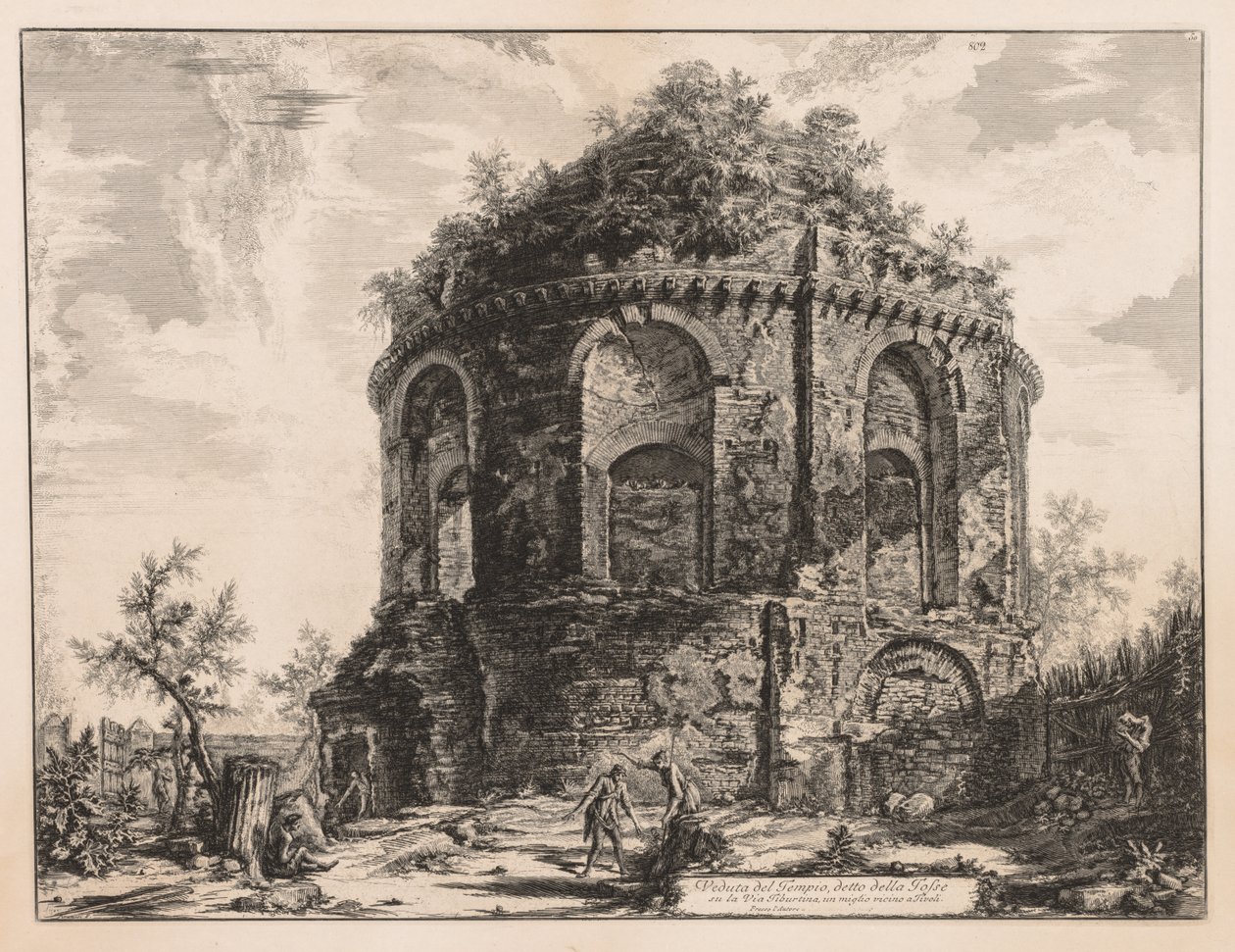 Vues de Rome : Le soi-disant Tempio della Tosse, près de Tivoli, 1763 - Giovanni Battista Piranesi