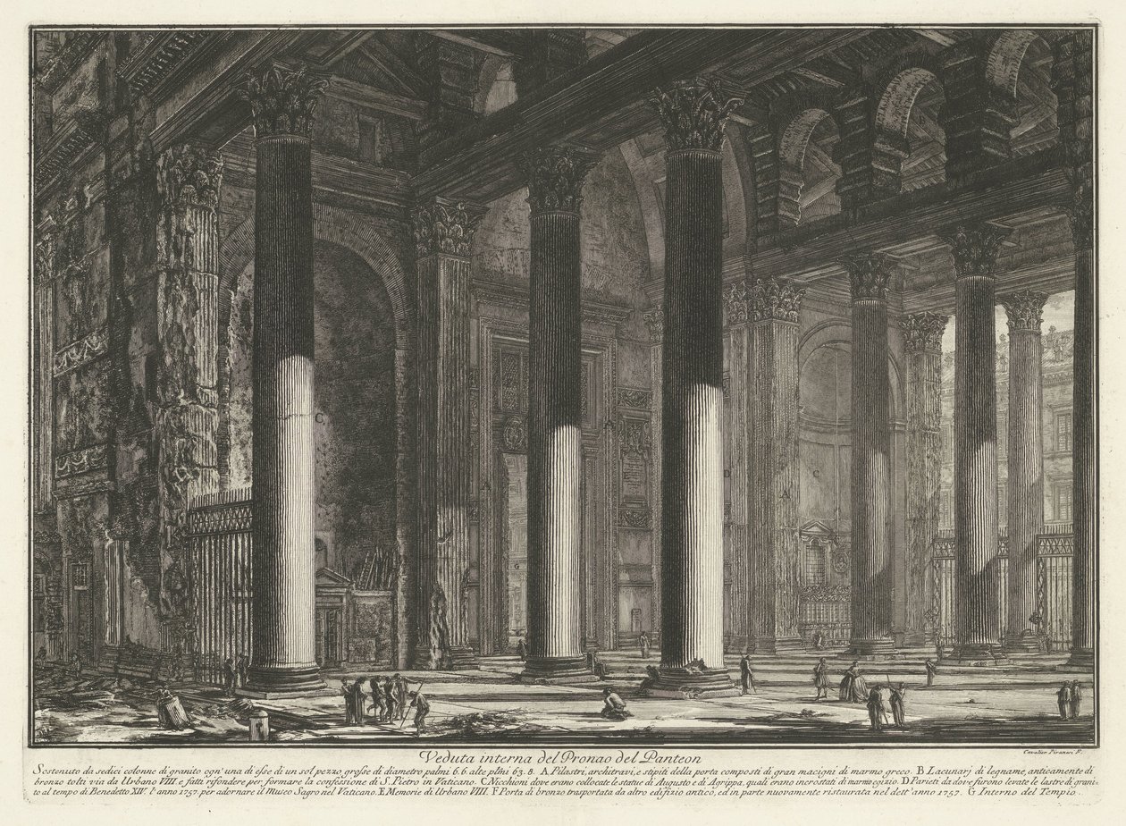 Vestibule du Panthéon à Rome, Vues de Rome, Vedute di Roma dessinées et gravées par Giambattista Piranesi architecte vénitien - Giovanni Battista Piranesi