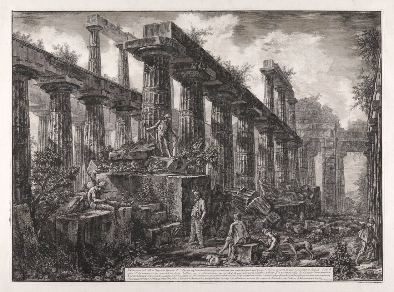 Vue des restes de la celle du Temple de Neptune, de Différentes vues - Giovanni Battista Piranesi