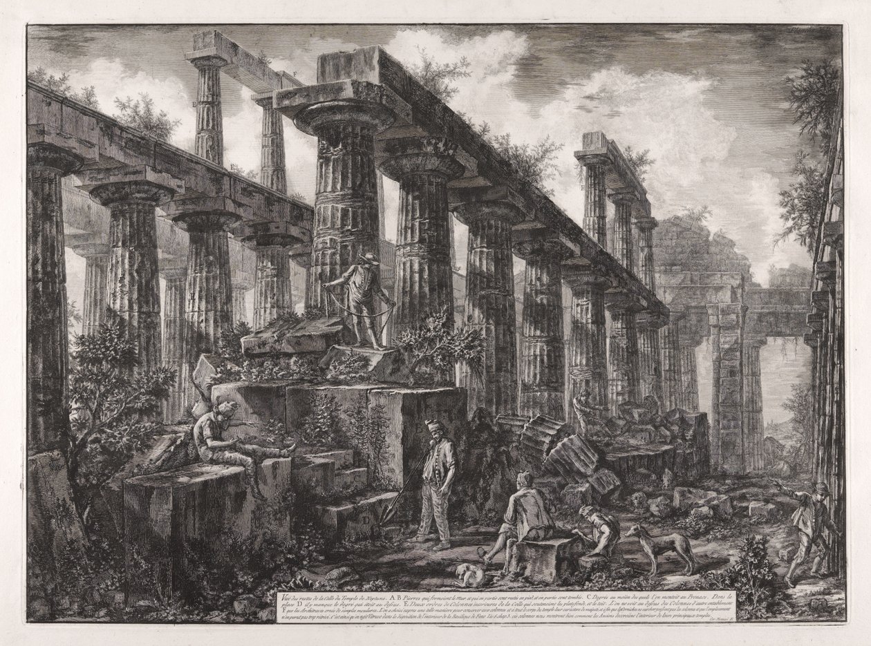 Vue des restes de la cella du Temple de Neptune, de Différentes vues de ... Pesto - Giovanni Battista Piranesi