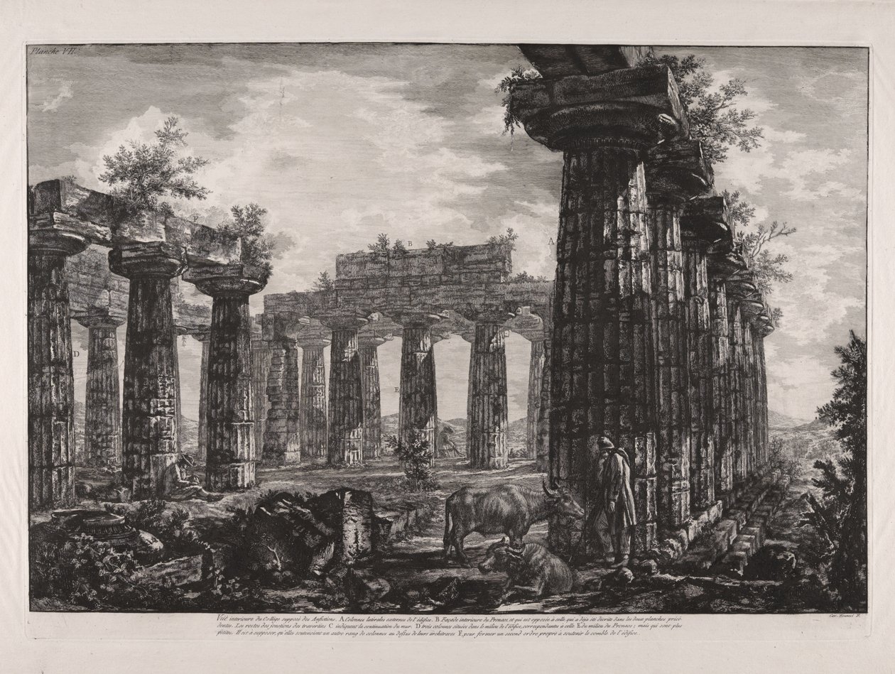Vue intérieure du collège dit des Anfictions, tirée de « Différentes vues de ... Pesto » (Différentes vues de ... Paestum) - Giovanni Battista Piranesi